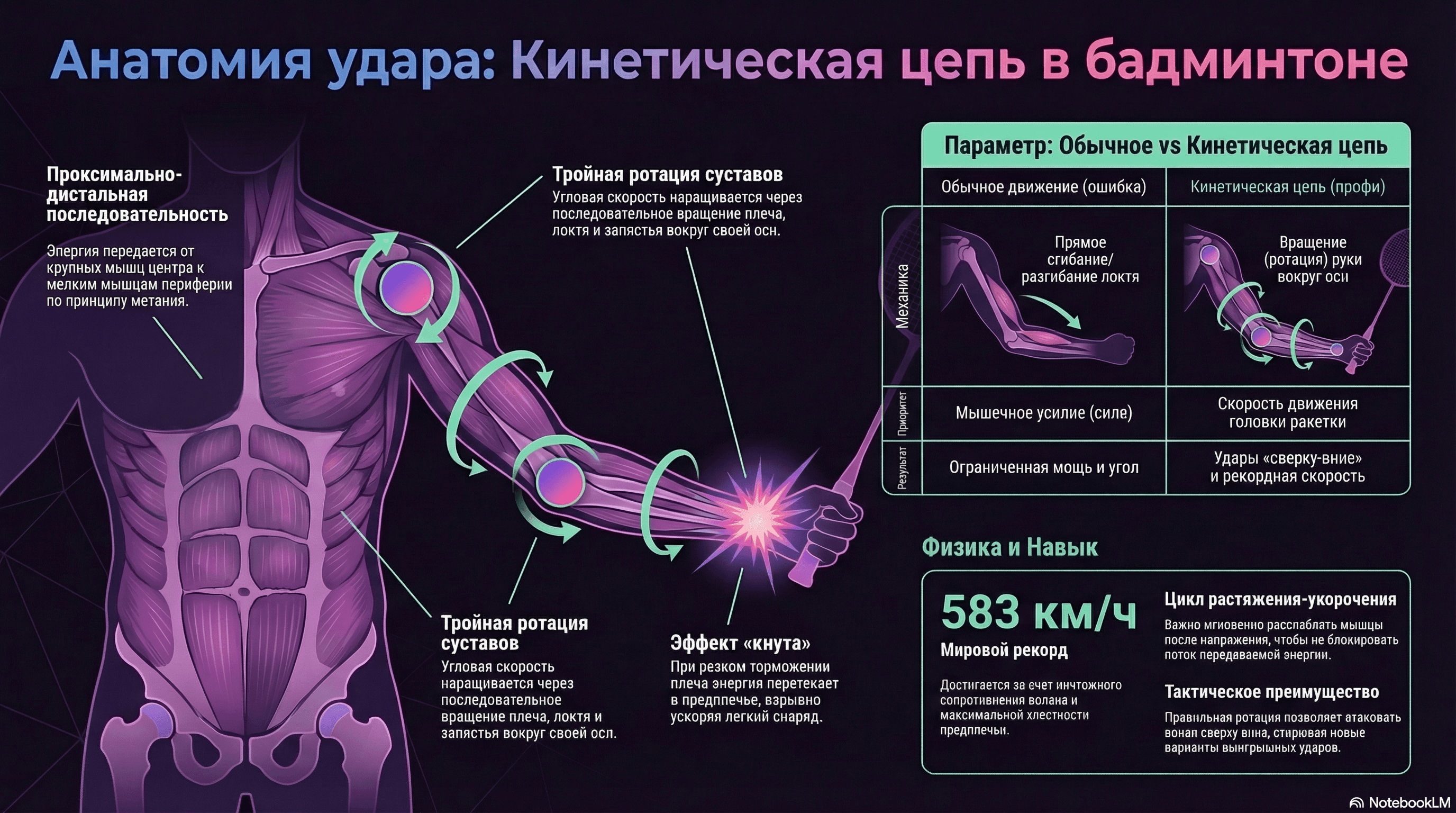 Анатомия удара: кинетическая цепь в бадминтоне